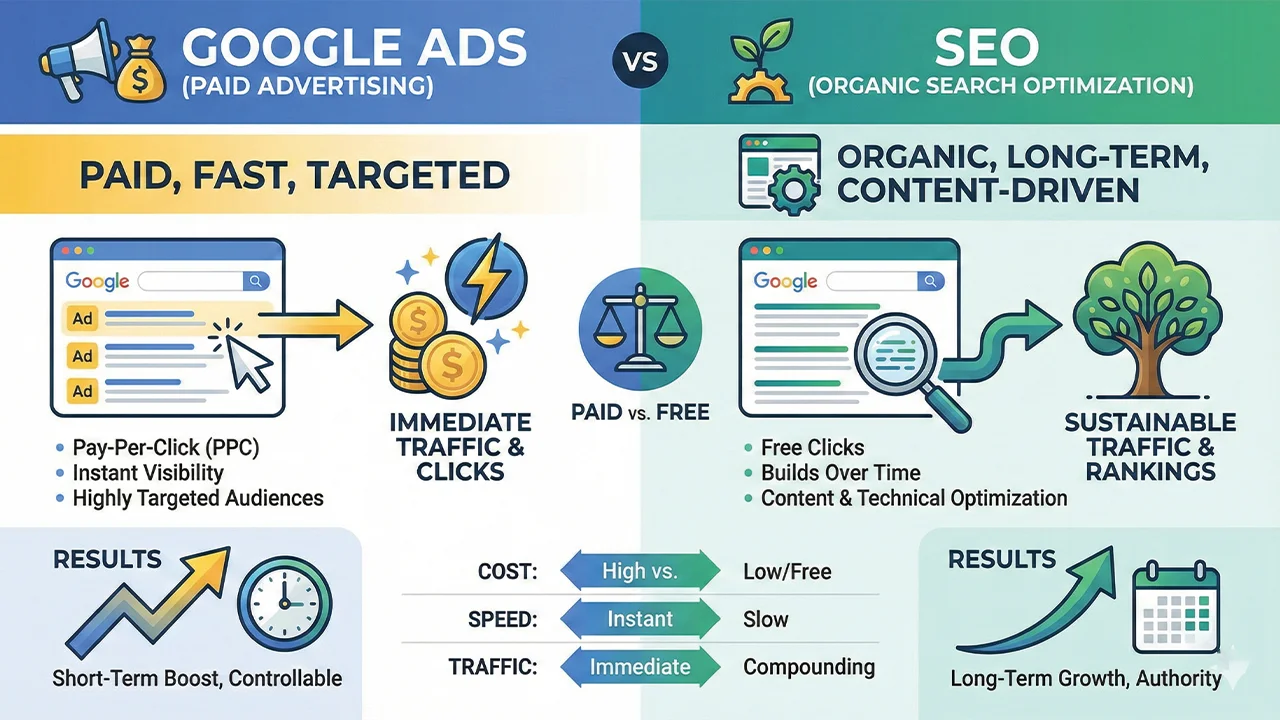 Difference Between Google Ads and SEO