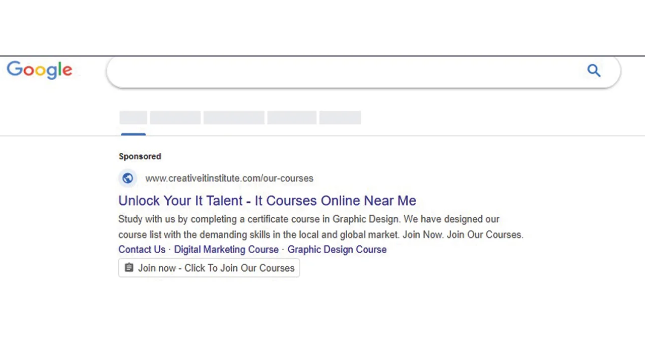 Google search ad Work Demo
