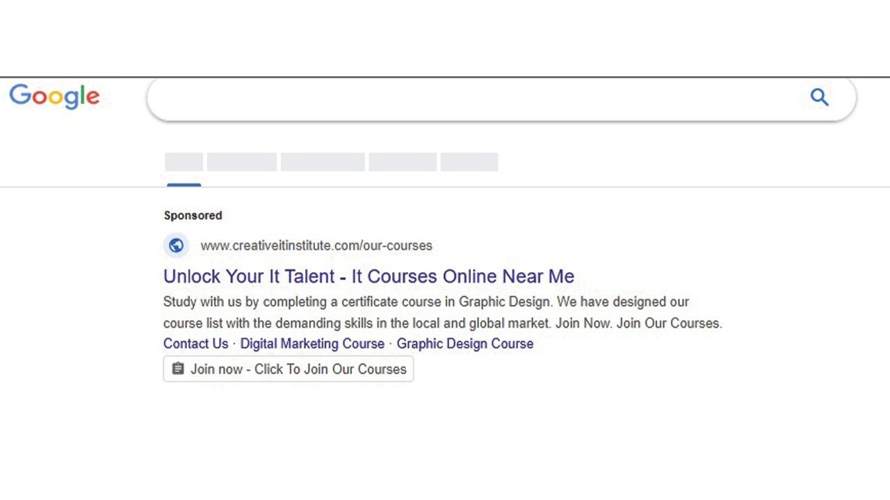 A live work demo of a Google search ad with optimized headlines and extensions managed by a professional Google Ads agency.