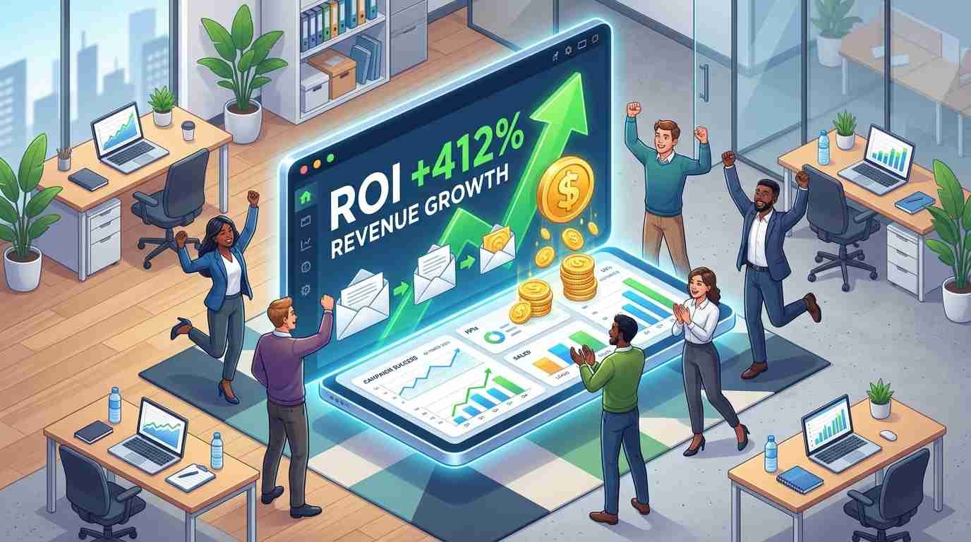 High-value email list monetization results and +412% ROI demonstrated by a top email marketing agency in Bangladesh