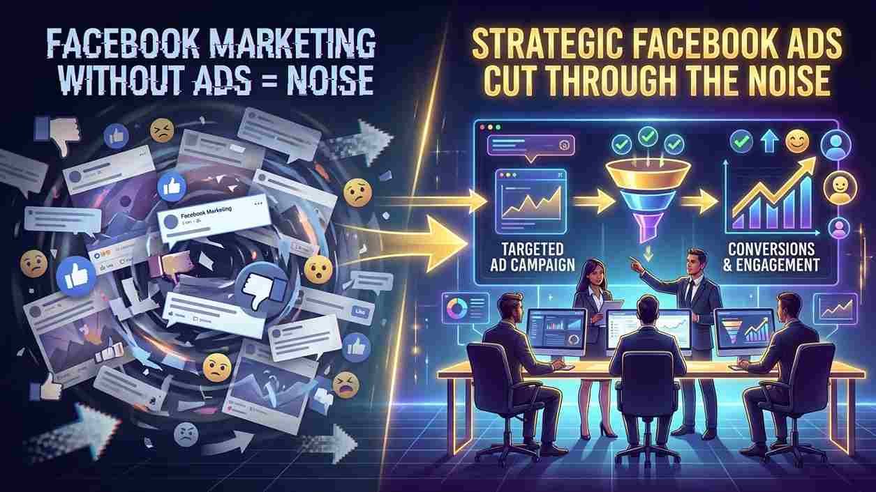 Strategic Facebook Ad Agency in Bangladesh services by Enneaagon, replacing chaotic social media noise with data-driven funnels to solve low ROI and high lead costs