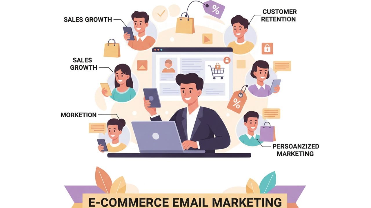 E-commerce email marketing agency in Bangladesh illustrating sales growth, customer retention, and personalized marketing strategies for online stores
